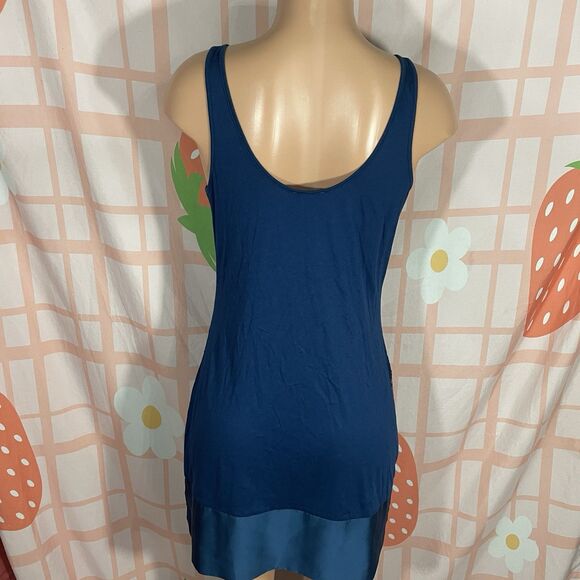 Y2k Express Dreamweight Cotton Navy Blue Sequin 07/2010 Mini Dress Size Medium - Picture 8 of 8
